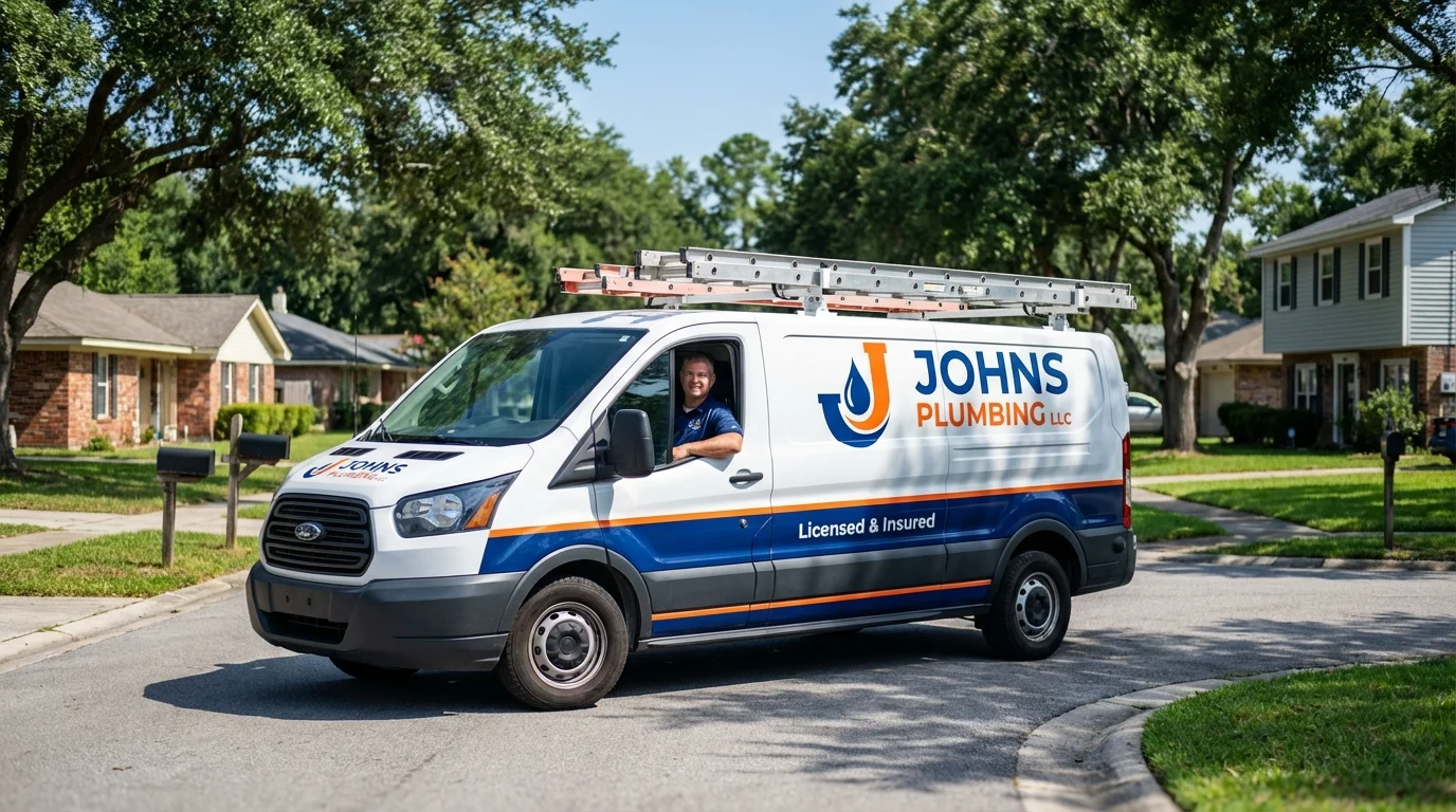 Johns Plumbing LLC service van in Mallory, WV