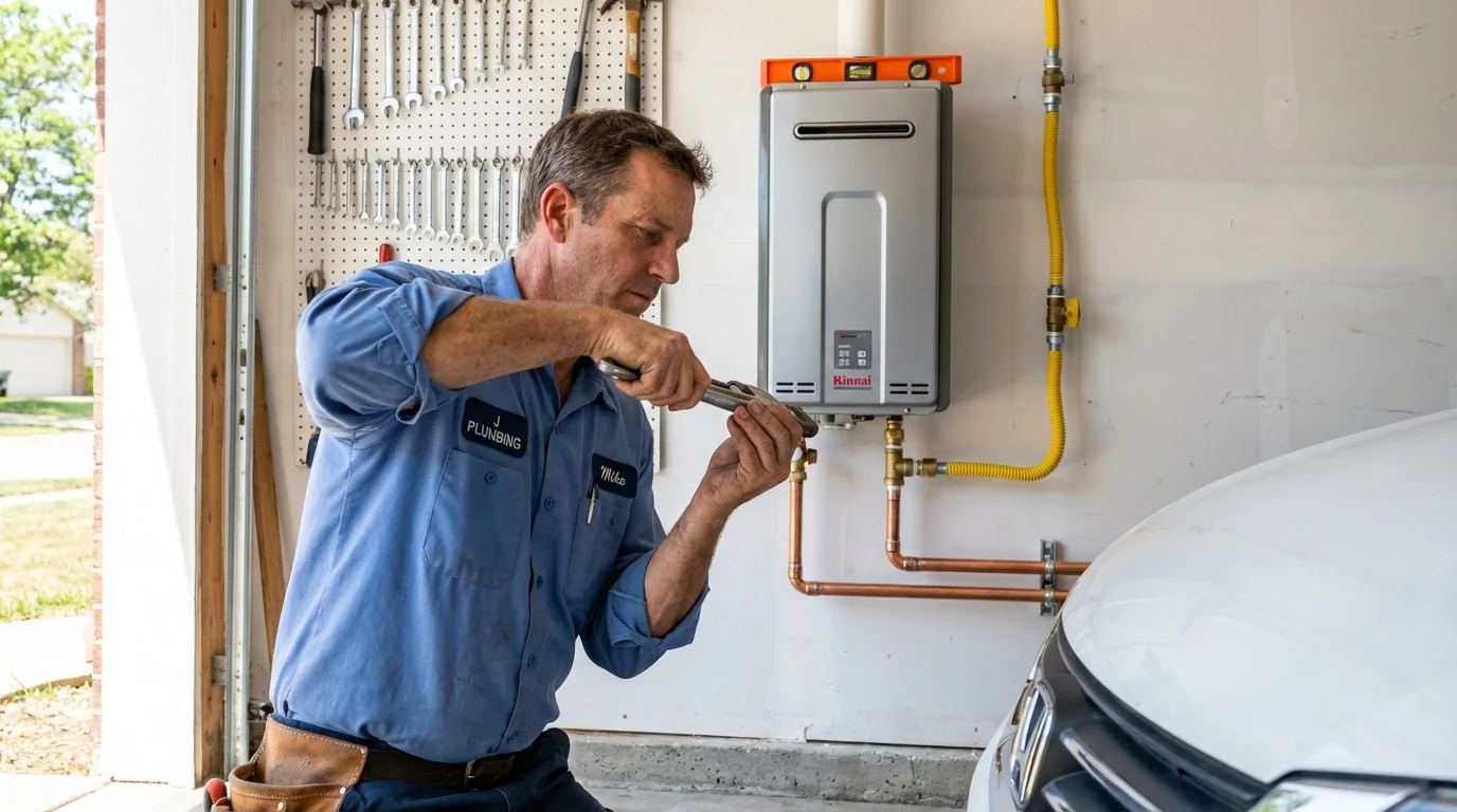 Tankless water heater installation by a Johns Plumbing LLC plumber in Mallory